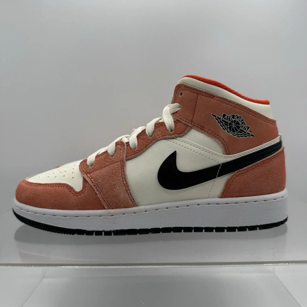 Brand New Air Jordan 1 Mid SE GS DV1336-800 Team Orange Black Size 6Y Youth